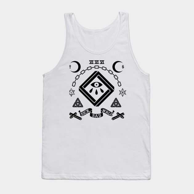 Sick Sad World on White Tank Top by SWAMPMEAT